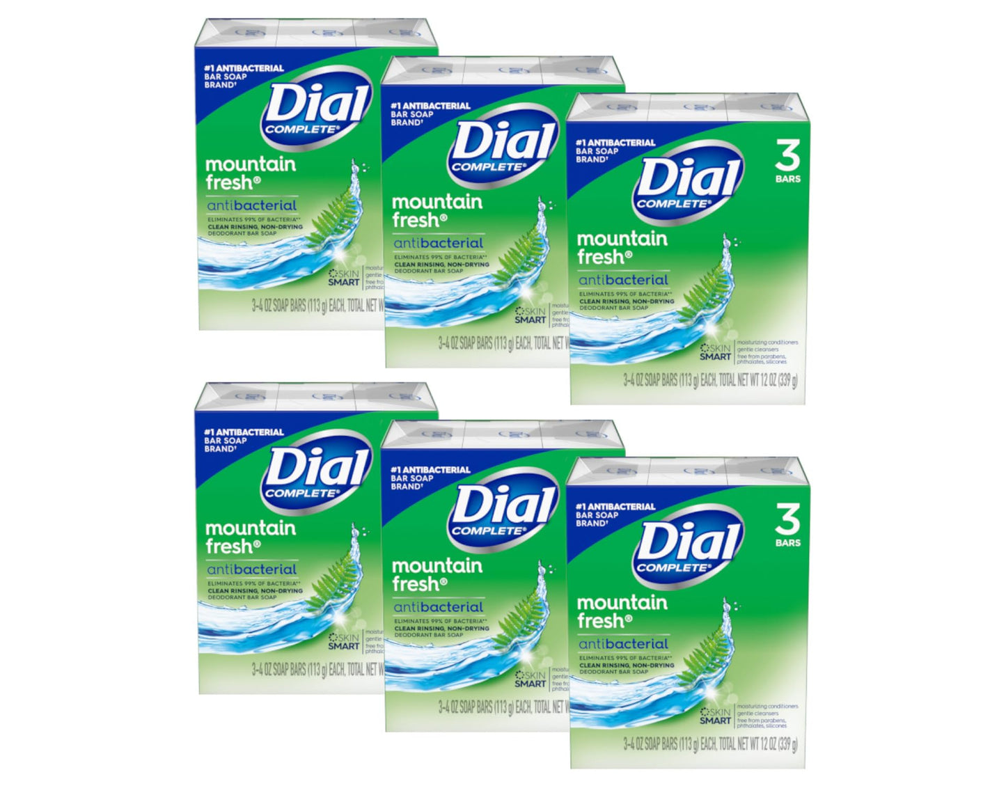 Dial Mountain Fresh Antibacterial Deodorant Bar Soap 3, 4 oz Soap Bars (Packs of 6) Beauty & Personal Care Dial