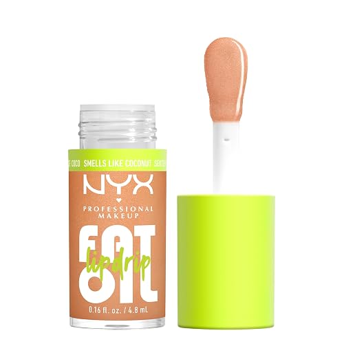 NYX PROFESSIONAL MAKEUP Fat Oil Lip Drip, Moisturizing Lip Oil Gloss, Tinted Formula & Up to 12 HR Hydration, Vegan & Cruelty-Free - Coconut Cutie Beauty & Personal Care NYX PROFESSIONAL MAKEUP