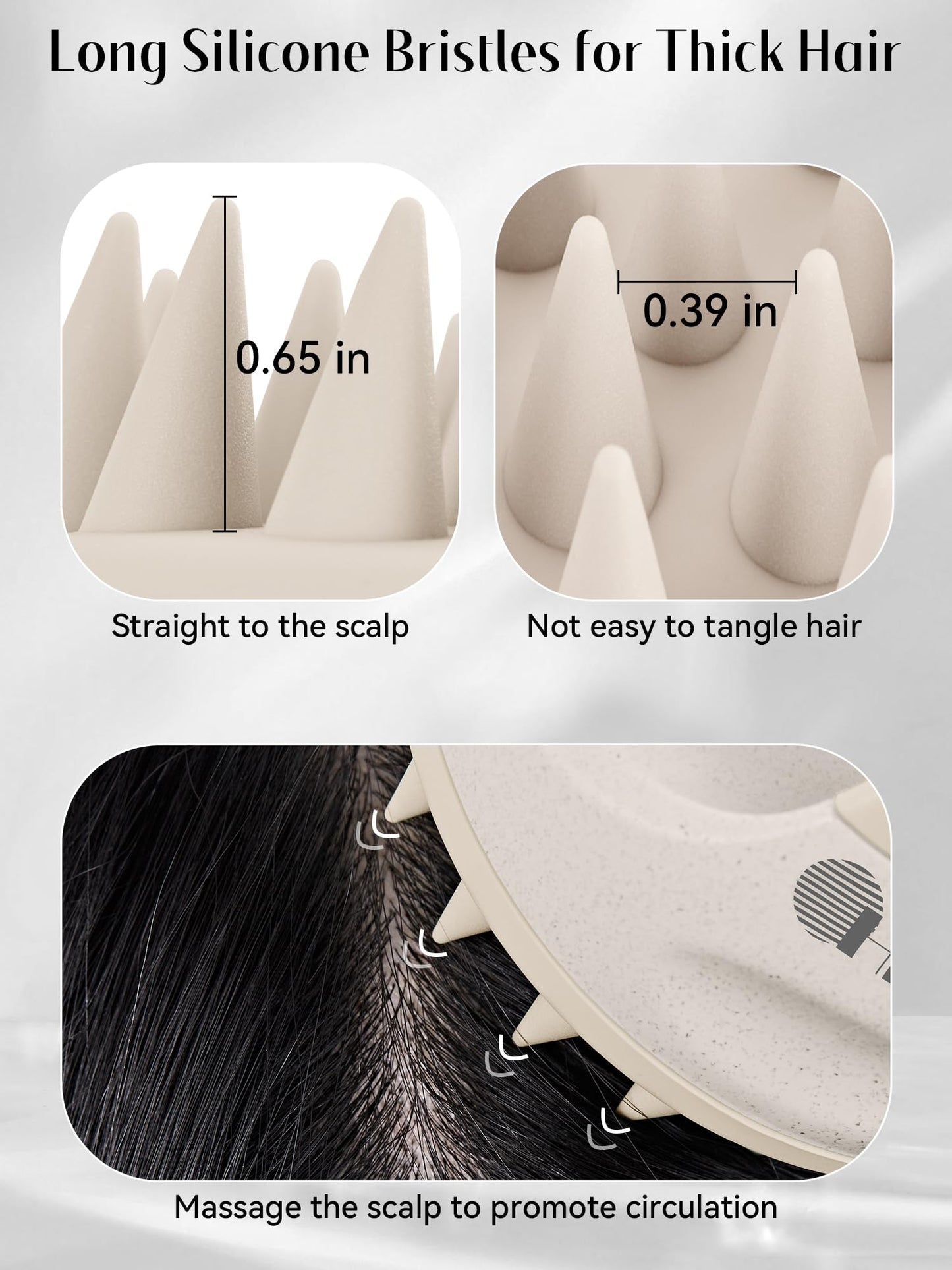 HEETA Scalp Massager Hair Growth Brush with Soft Silicone Bristles, Wheat Straw Handle, 2 Count (Beige & Purple, Round, All Hair Types) Beauty & Personal Care HEETA