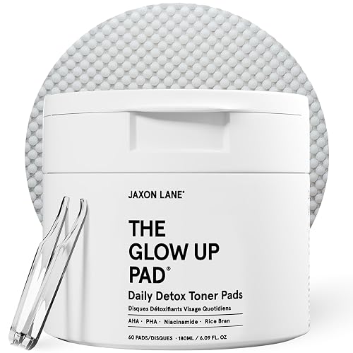 Glow Up Korean Toner Pads for Men - 60 Exfoliating Face Pads with AHA PHA Niacinamide, Rice Extract, for Acne, Dark Spot, Pores, Oil Control Beauty & Personal Care JAXON LANE