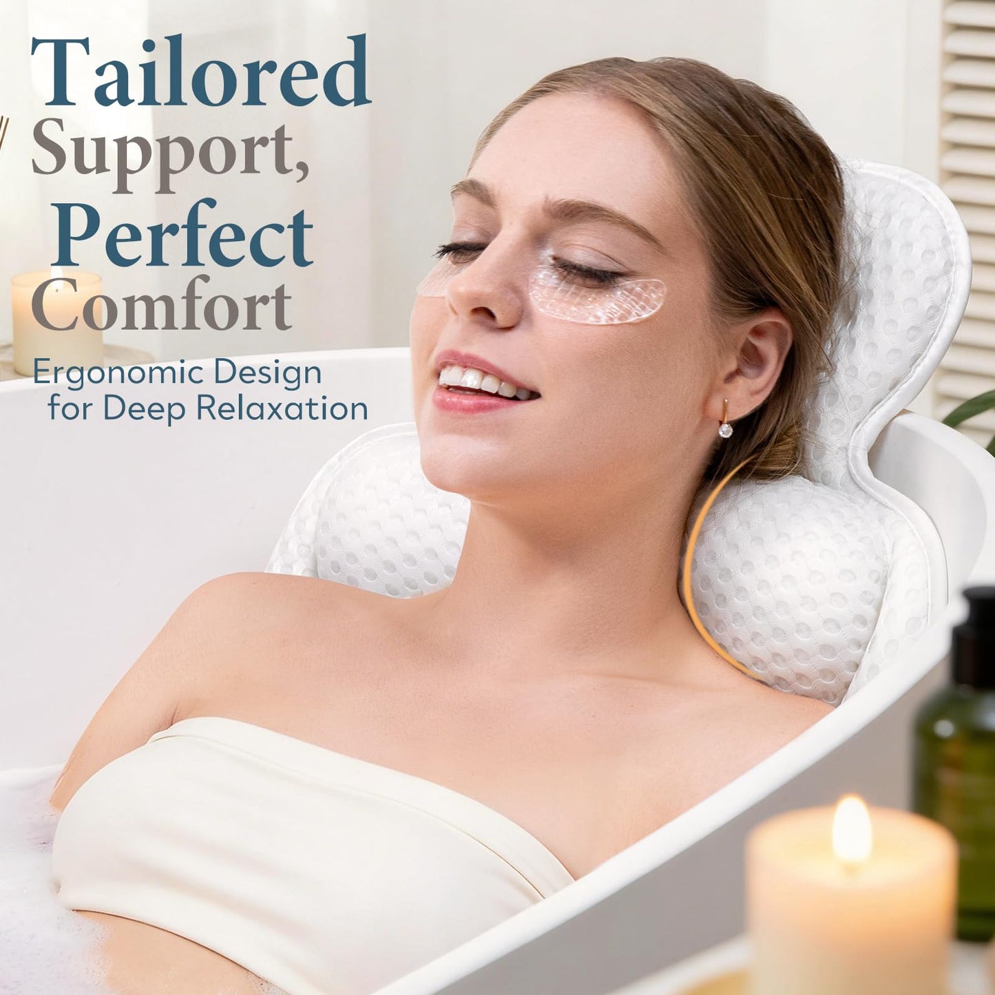 Bath Pillows for Tub, Comfortable Bathtub Cushion for Head and Neck with Soft 3D Mesh Fabric and 54 Non-Slip Suction Cups, Relaxing Tub and Shower Beauty and Personal Care VOXOR