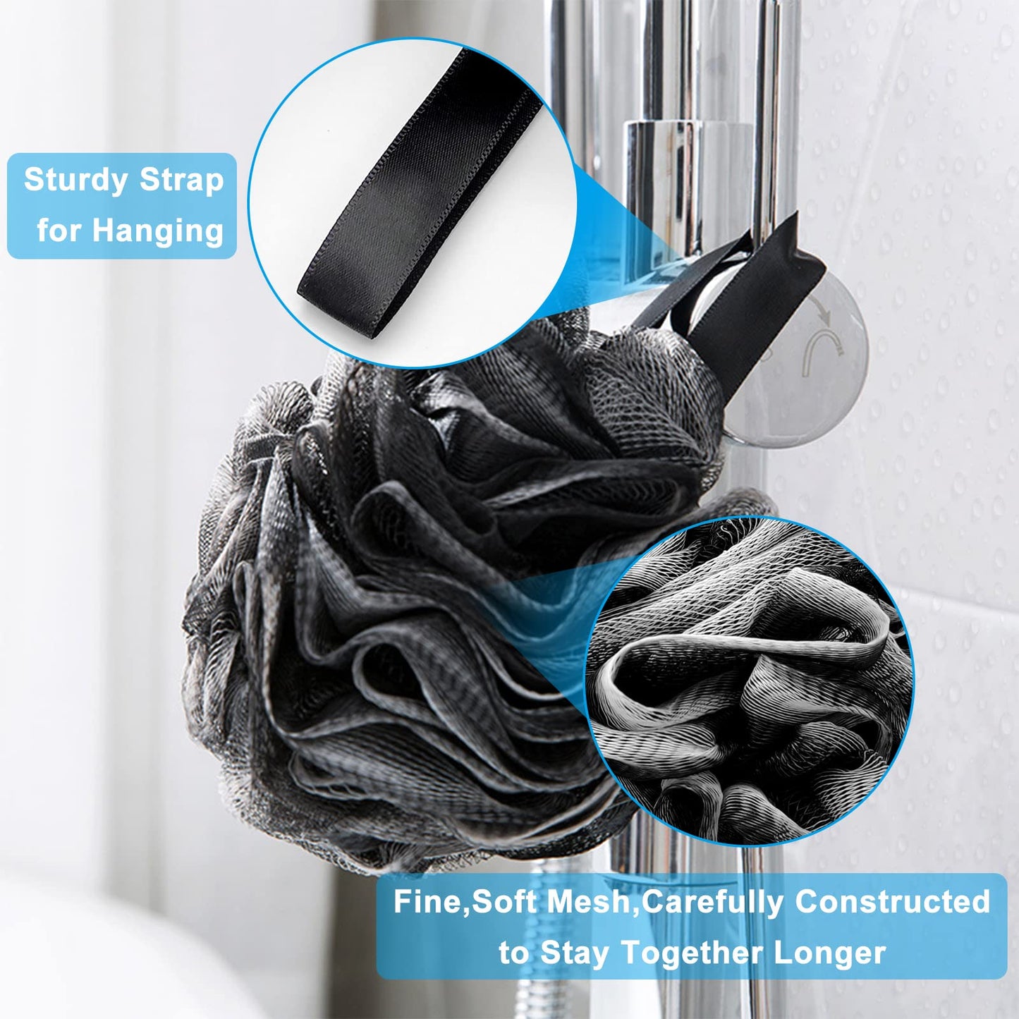 Loofah Handled Back Brush for Shower & Bath Shower Scrubber Bouquet Sponge,1 Pack Long Handled Shower Sponge,2 Pack 75g XL Exfoliate Charcoal Mesh Beauty & Personal Care Scartink