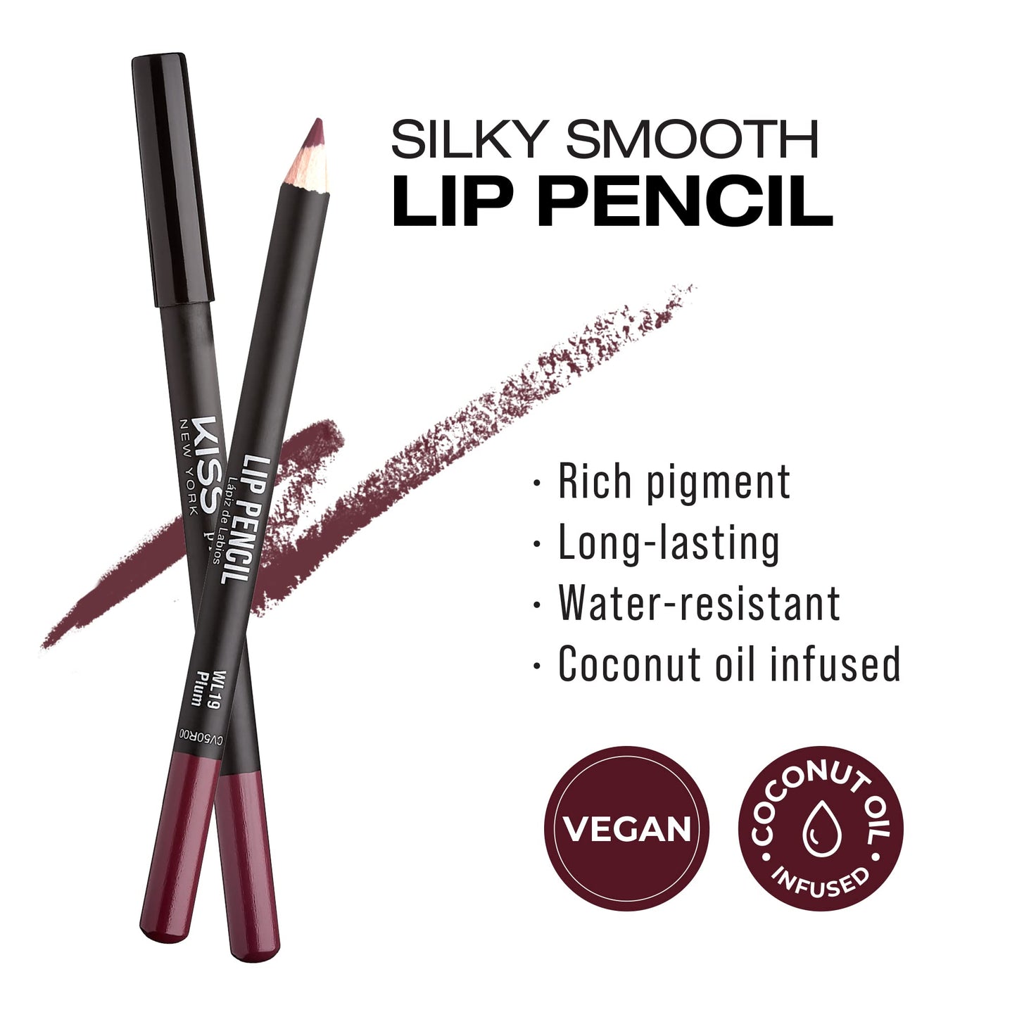 Kiss New York Professional Slim Long-Wear Lip Liner Pencil, Matte Finish Beauty & Personal Care Kiss