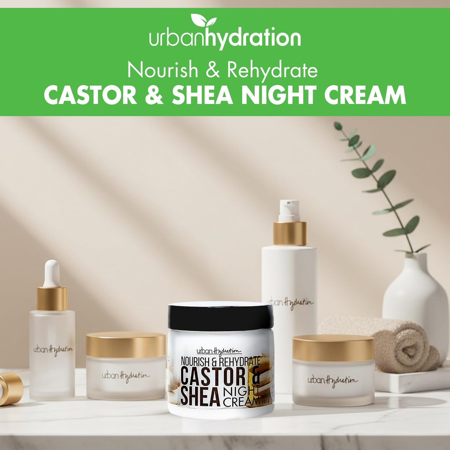 Urban Hydration Nourish and Rehydrate Castor and Shea Night Cream | Helps with Acne, Detoxes, Refreshes and Smooths Skin Overnight, Anti-Aging Beauty & Personal Care Urban Hydration