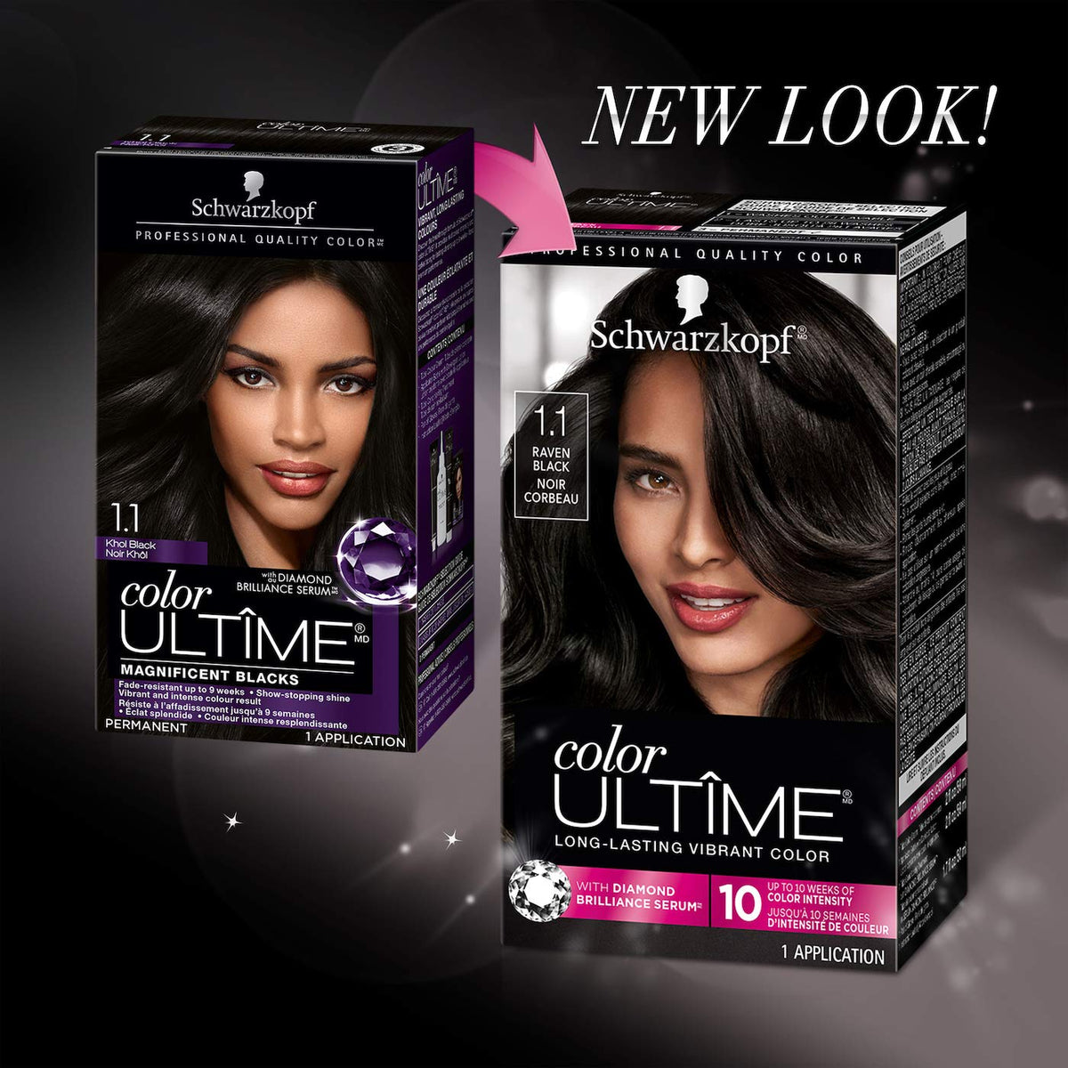 Schwarzkopf Color Ultime 1.1 Raven Black Hair Dye, Permanent Intense Black with Diamond Brilliance, Fade-Resistant, Covers Grays, All Hair Textures Beauty & Personal Care Schwarzkopf