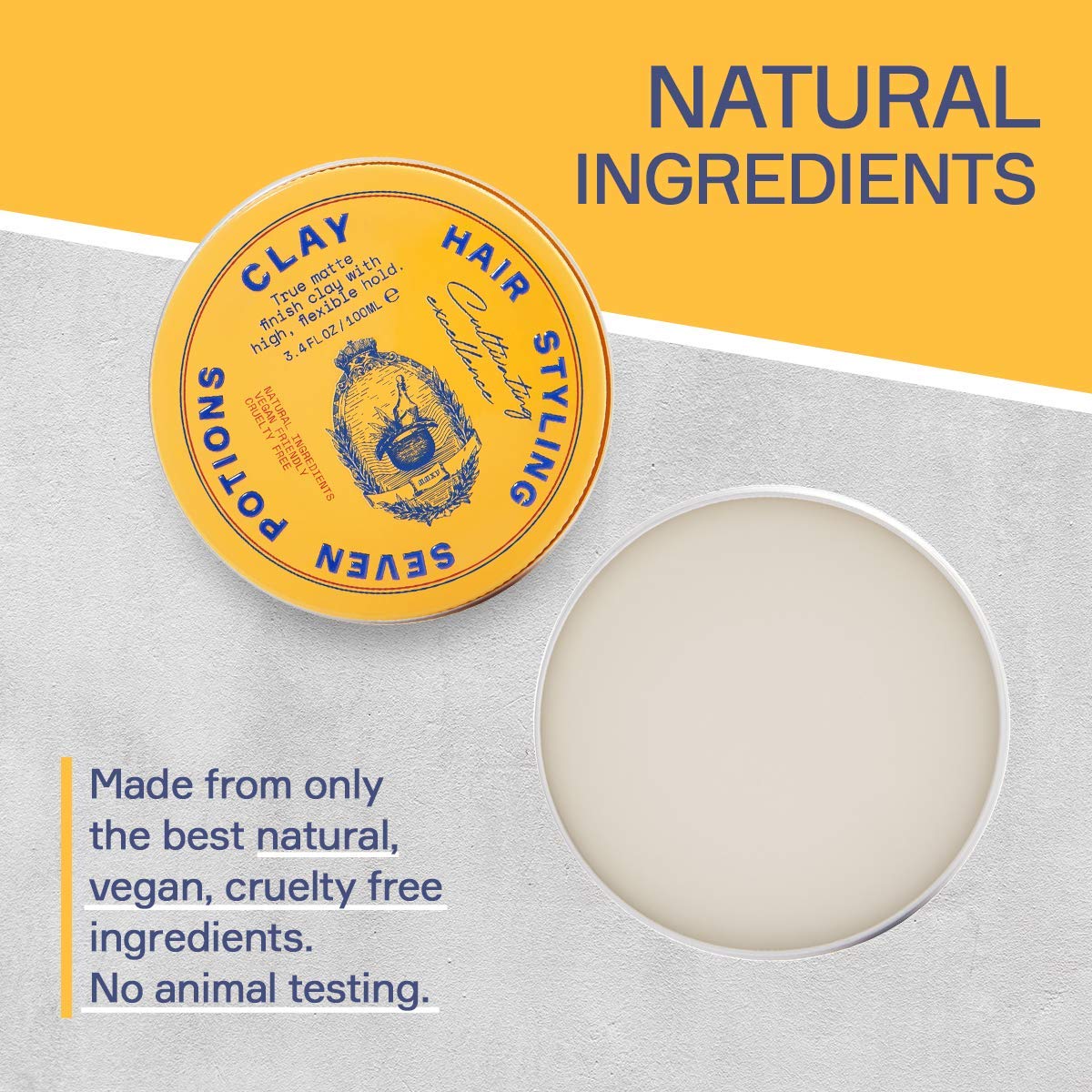 SEVEN POTIONS Hair Clay For Men and Women 3.4 fl oz - High Hold No Shine Hair Pomade For Men - Effortless Hair Styling Product That Leaves No Residue Beauty & Personal Care SEVEN POTIONS
