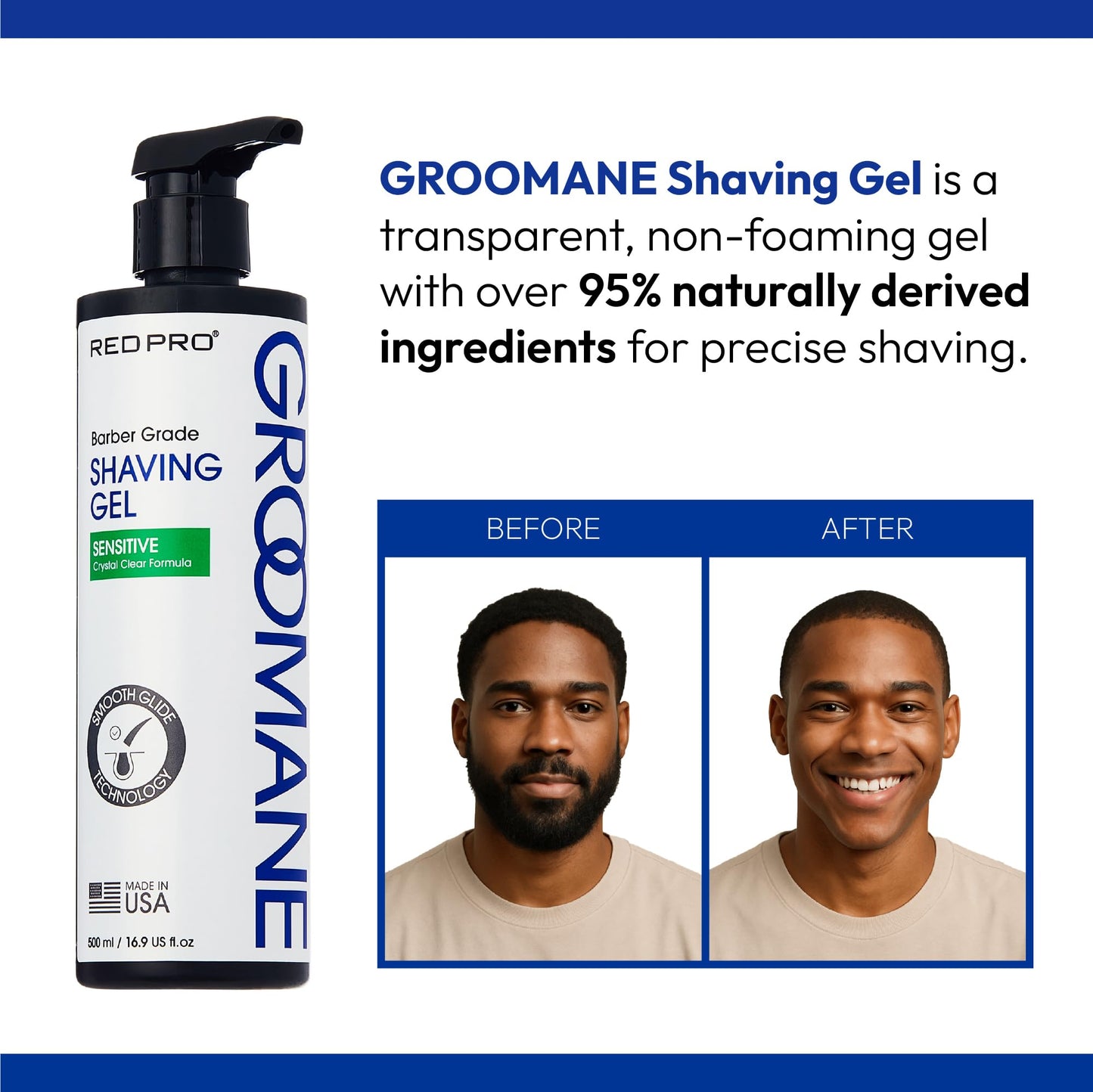 RED Pro GROOMANE Barber-Grade Shaving Gel for Men, Non-Foaming Clear Aloe Vera Shave Gel, Smooth Razor Glide, Precision Line-Ups, Anti-Irritation Beauty and Personal Care RED Pro