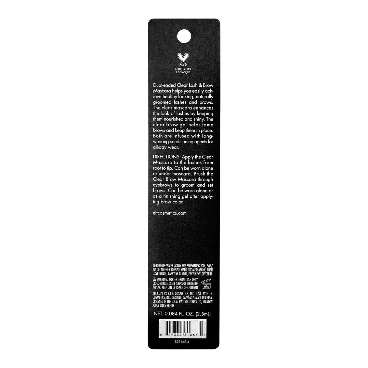 e.l.f. Clear Brow & Lash Mascara, Dual-Sided Brushable Clear Gel For Groomed Brows & Eyelashes, Long-Wear Conditioning Formula, Vegan & Cruelty-Free Beauty & Personal Care e.l.f.