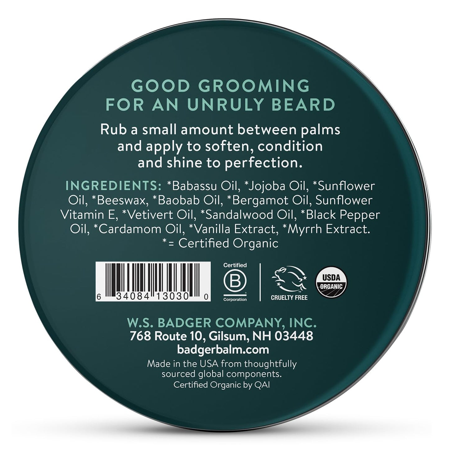 Badger Organic Beard Balm - Leave-In Conditioner, Styling & Moisturizing Treatment for Facial Hair & Mustache, 2 oz Beauty & Personal Care Badger