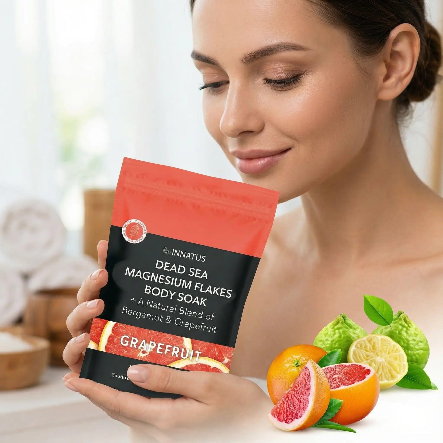 Pure Dead Sea Magnesium Flakes Clarity Soak - Relaxing & Replenishing 14oz Bath Soak - Infused with Infused with Natural Oils for Muscle Recovery Beauty and Personal Care INNATUS