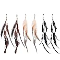RONRONS 6 Pack Handmade Boho Hippie Hair Extensions with Feather Clip Comb Headdress DIY Accessories for Women (Brown, Black, Khaki) Beauty & Personal Care RONRONS