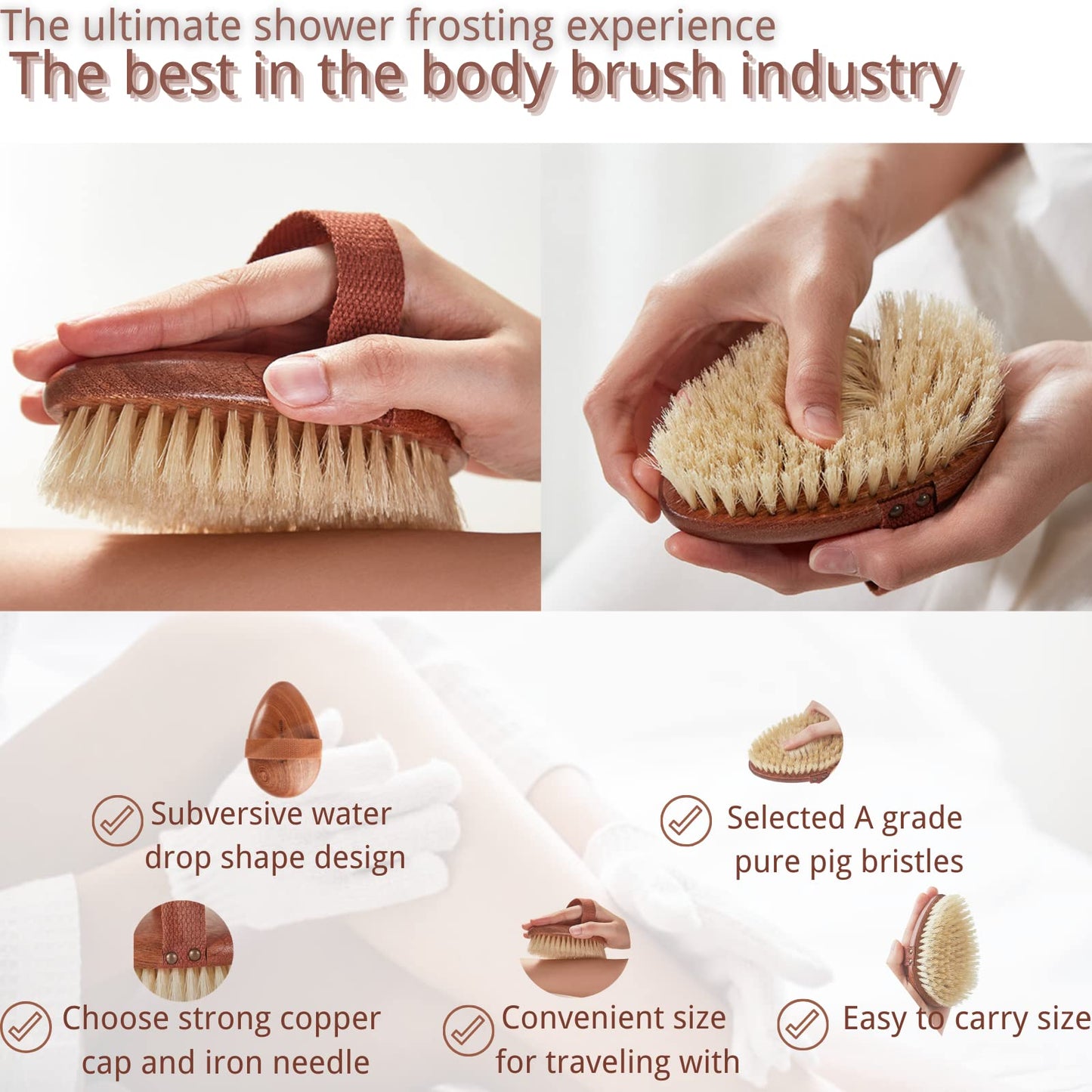 Premium Dry Brushing Body Brush for Glowing Skin Exfoliating Shower Brush for Silky Smooth Results Portable Dry/Wet Exfoliator Brush Removes Dead Skin Beauty and Personal Care Smiley smith