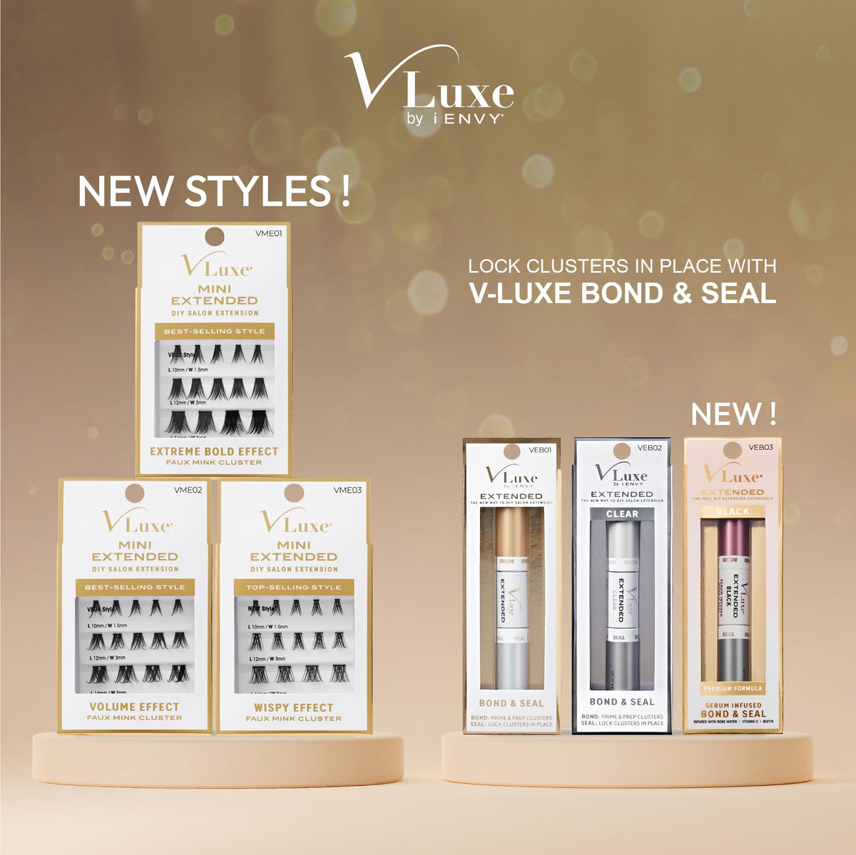 VLuxe Faux Mink Lash Cluster Mini Extended, 14 10-14mm Seamless DIY Lash Extensions, Lightweight Ultra Comfort False Eyelashes with Thin Microband