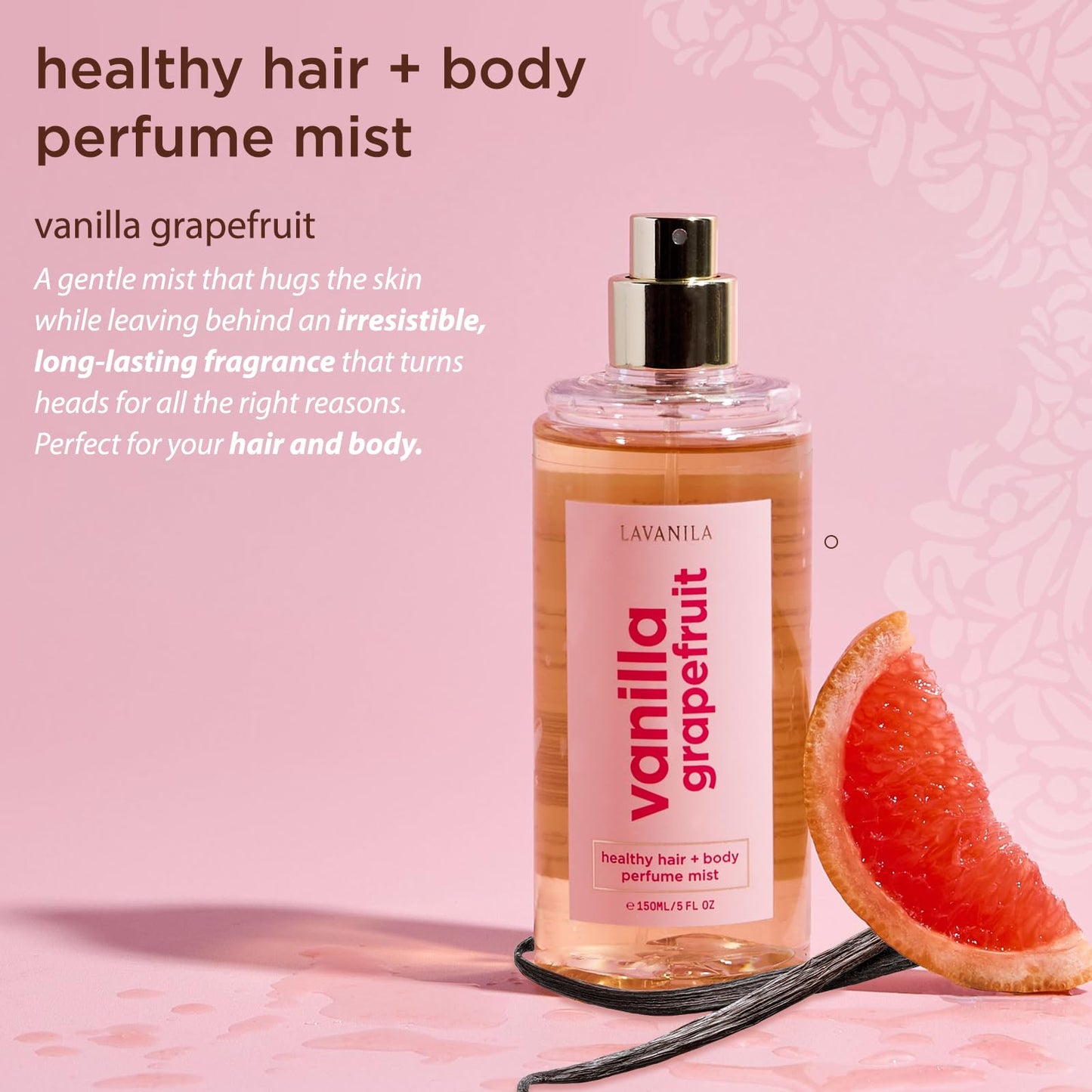 Lavanila Vanilla Grapefruit Healthy Hair + Body Perfume Mist, 5 Fl Oz - Bright & Uplifting Fragrance Spray Formulated with Jojoba Oil, Madagascar Beauty & Personal Care Lavanila