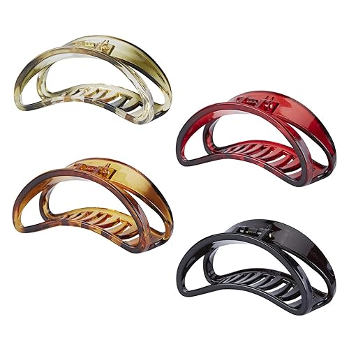 Lawie 4 Pack Large Black Brown Red Butterfly Octopus Arcylic Resin Plastic Hair Claw Clips Crab Jaw Barrettes Hair Grips Clamps Clasps Decorative Bun Beauty & Personal Care Lawie