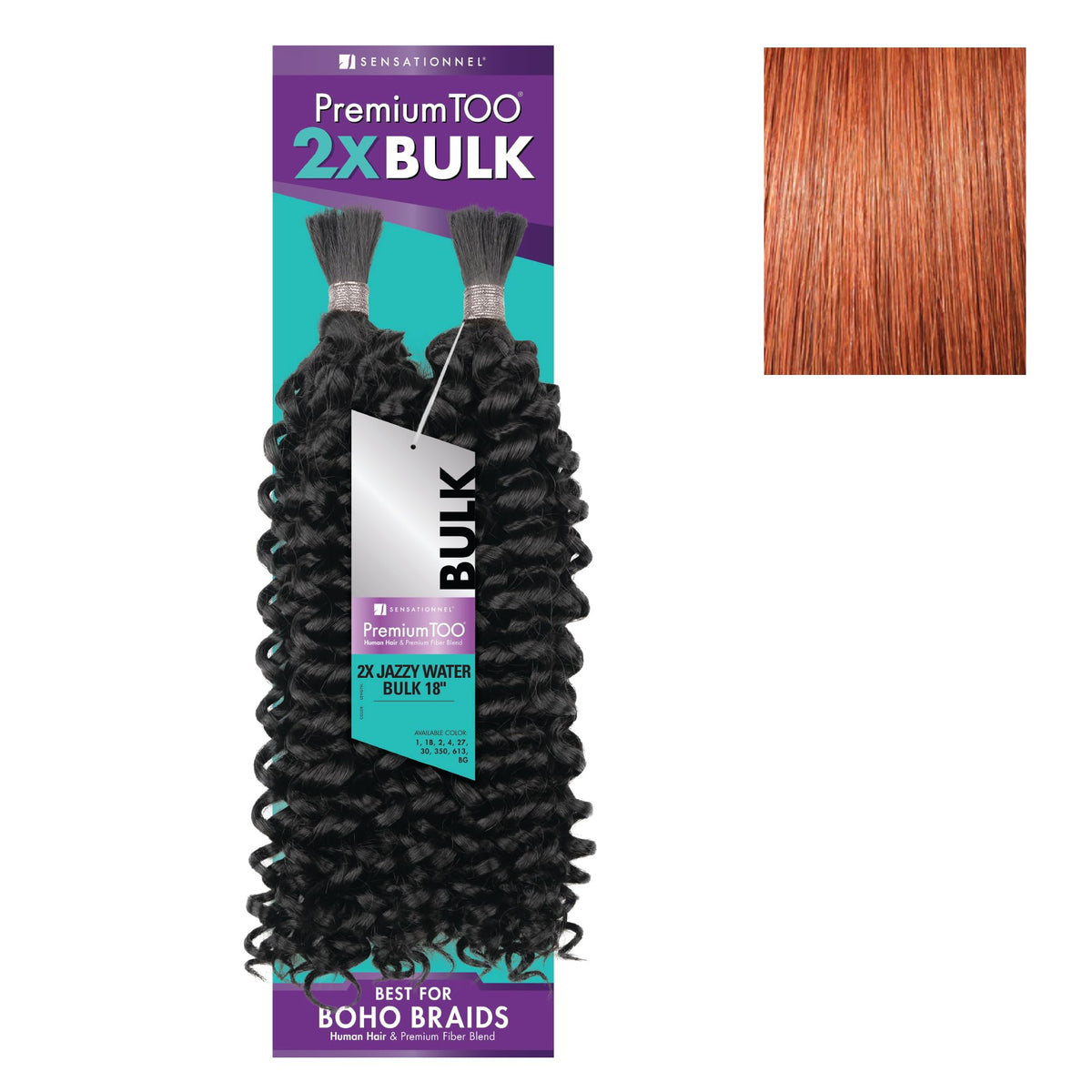 Sensationnel PremiumToo Bulk Weaving-2X Jazzy Water,1pk 18in, 350 COPPERRED