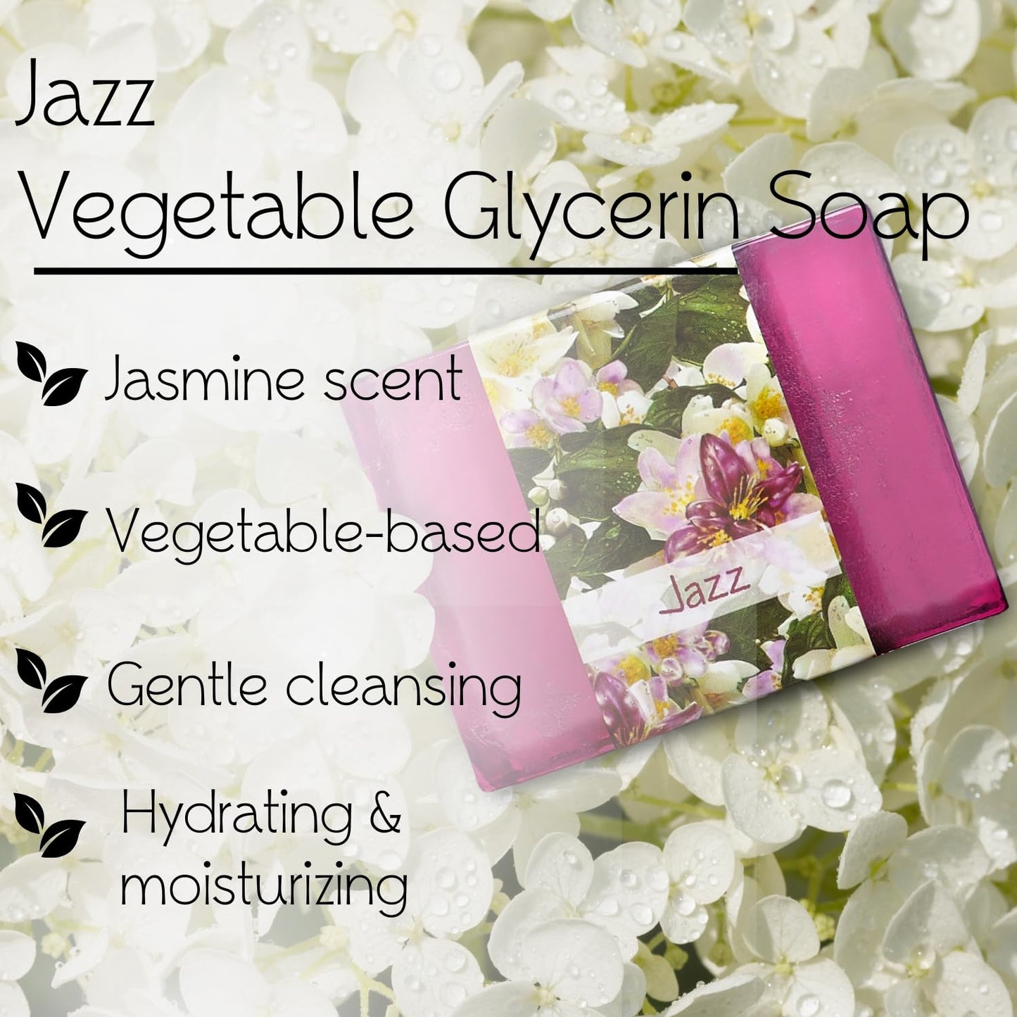 Nabila K Jazz Glycerin Bar Soap | Jasmine Scent | Natural, Vegan, Hypoallergenic | 100% Vegetable Glycerin, Sulfate-Free, Paraben-Free | 4.5 oz Beauty & Personal Care Nabila K