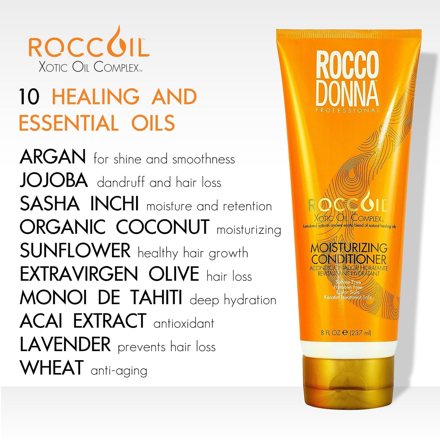 Rocco Donna Sulfate Free Moisturizing and Hydrating Conditioner for Damaged hair | Intense Dry Hair Renewal | Safe Color treated Hair | 8 oz Beauty & Personal Care Rocco Donna