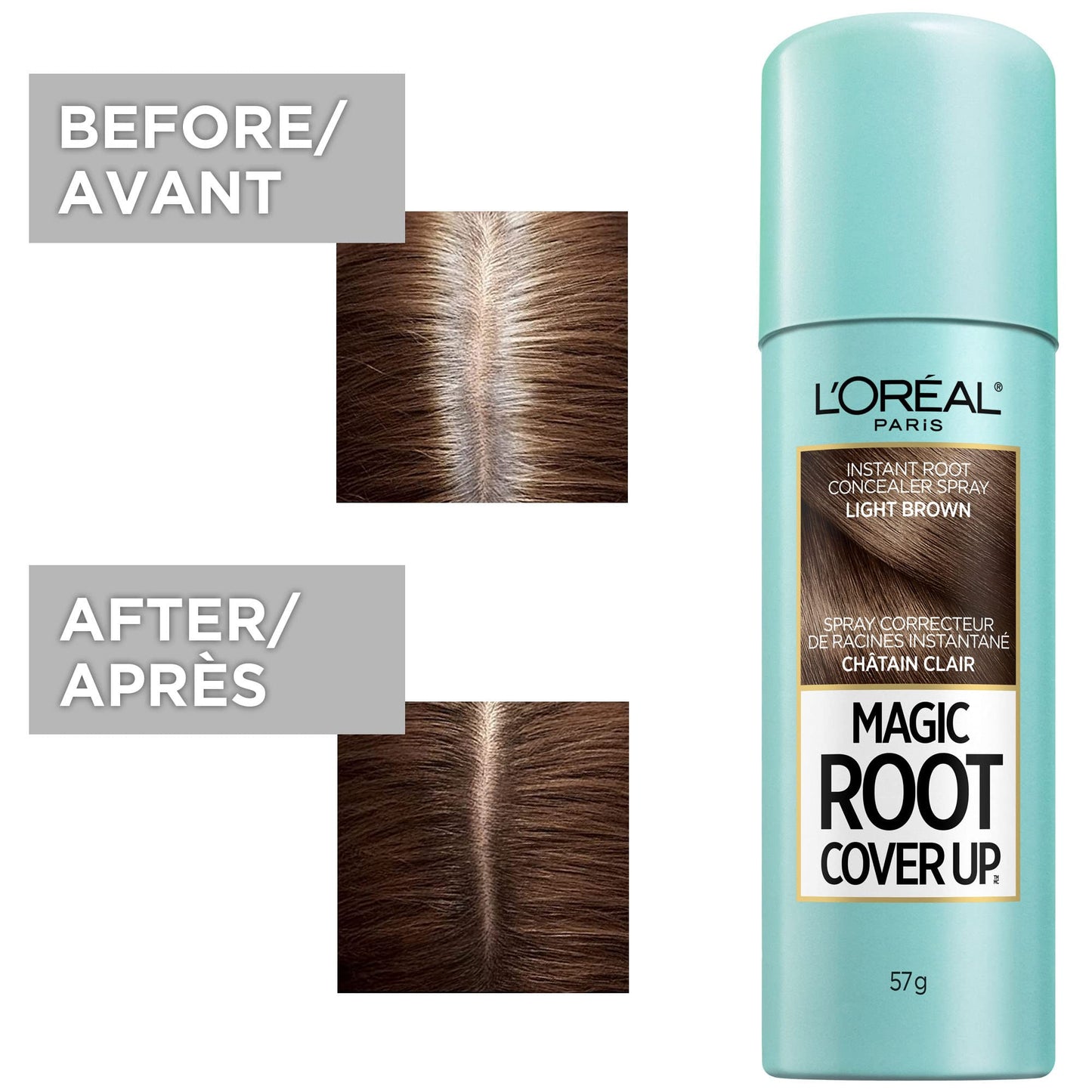 L'Oreal Paris Hair Color Root Cover Up Temporary Gray Concealer Spray Light Brown (Pack of 2) (Packaging May Vary) Beauty & Personal Care L'Oreal Paris