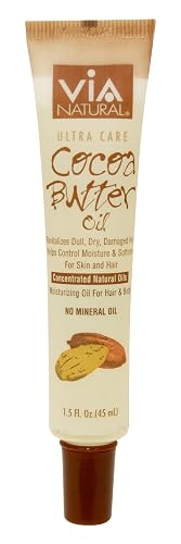 VIA Natural Ultra Care Cocoa Butter Oil Concentrated Natural Oil 1.5oz - Revitalizes Dull, Dry, Damaged Hair Helps Control Moisture & Softness Beauty & Personal Care Via Natural