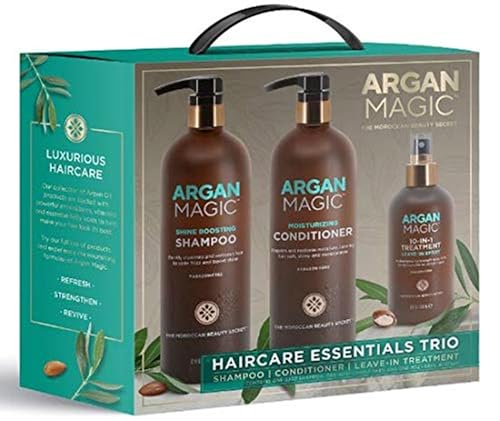 ARGAN MAGIC Hair Care Essentials Trio - Shine Boosting Shampoo | Moisturizing Conditioner | 10 in 1 Leave in Spray | Restores Shine & Elasticity | Beauty & Personal Care Argan Magic