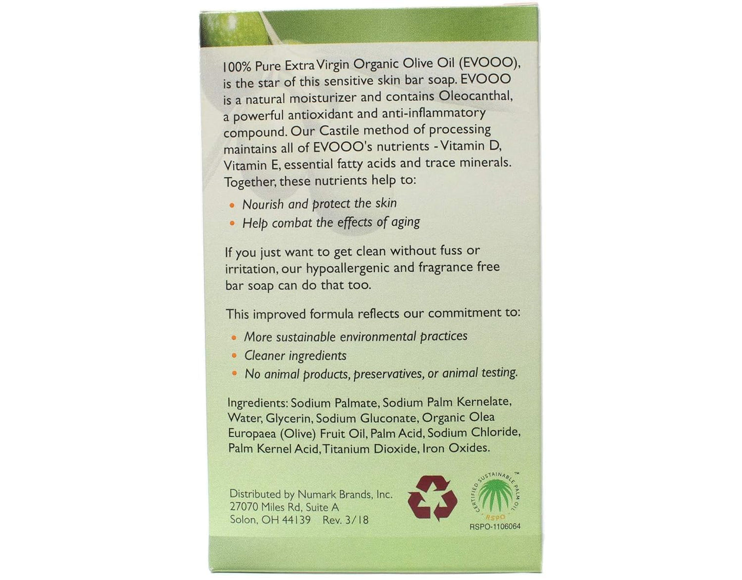 Conti Castile Pure Organic Olive Oil Sensitive Skin Bar Soap 3.7 Oz (Value Pack of 2) Beauty & Personal Care Conti