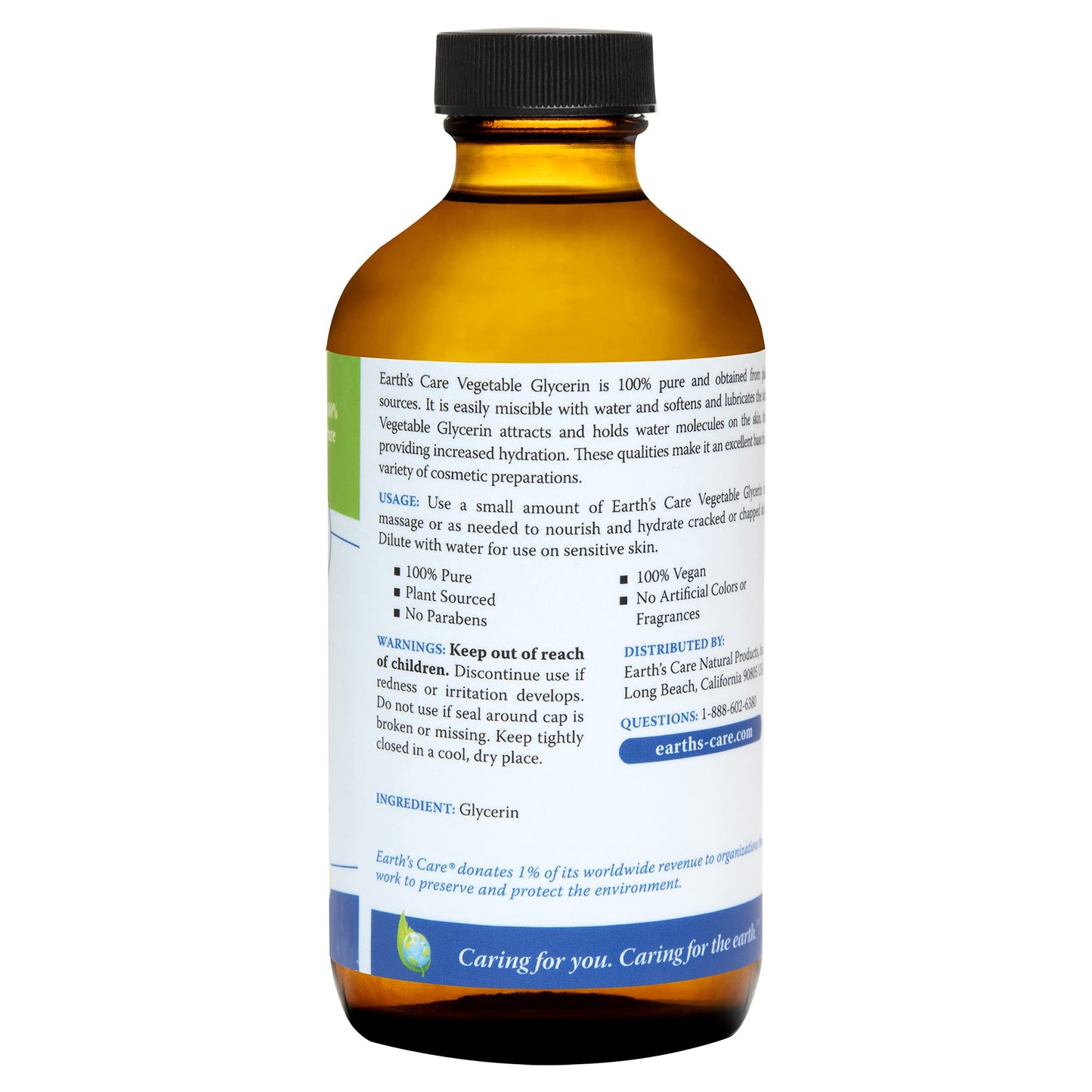 Earth's Care Vegetable Glycerin, 100% Pure Liquid Glycerine for Hair, Skin and DIY Projects 8 FL. OZ. Beauty & Personal Care Earth's Care