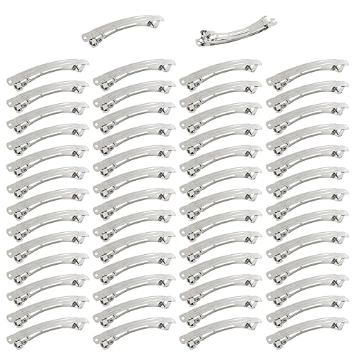 Lawie 50 Pack 4 Inch Large Silver Blank Rectangle Metal French Barrette 10cm Hair Clips DIY Crafts Plain Barrettes for Bows Thick Hair Snap Clips Beauty & Personal Care Lawie