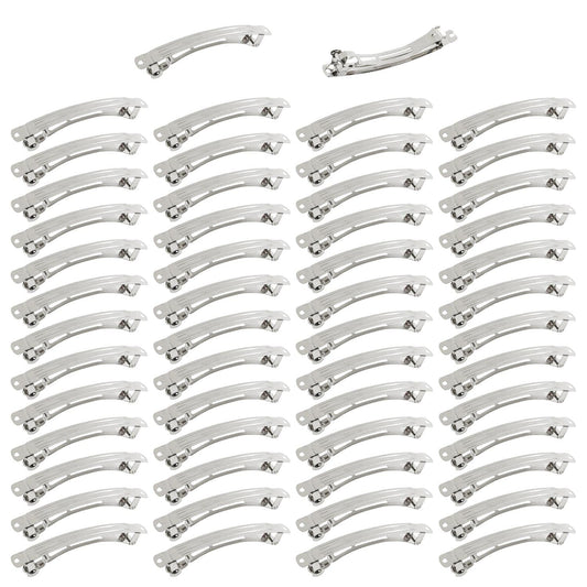 Lawie 50 Pack 4 Inch Large Silver Blank Rectangle Metal French Barrette 10cm Hair Clips DIY Crafts Plain Barrettes for Bows Thick Hair Snap Clips Beauty & Personal Care Lawie