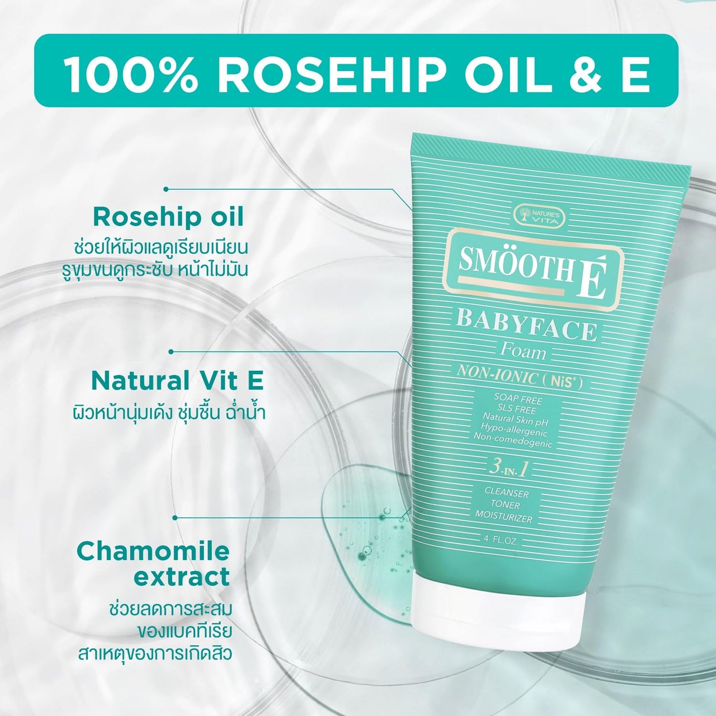 Smooth E Babyface Foam Non-ionic Facial Cleanser 4.0 Fl Oz Beauty & Personal Care Smooth E