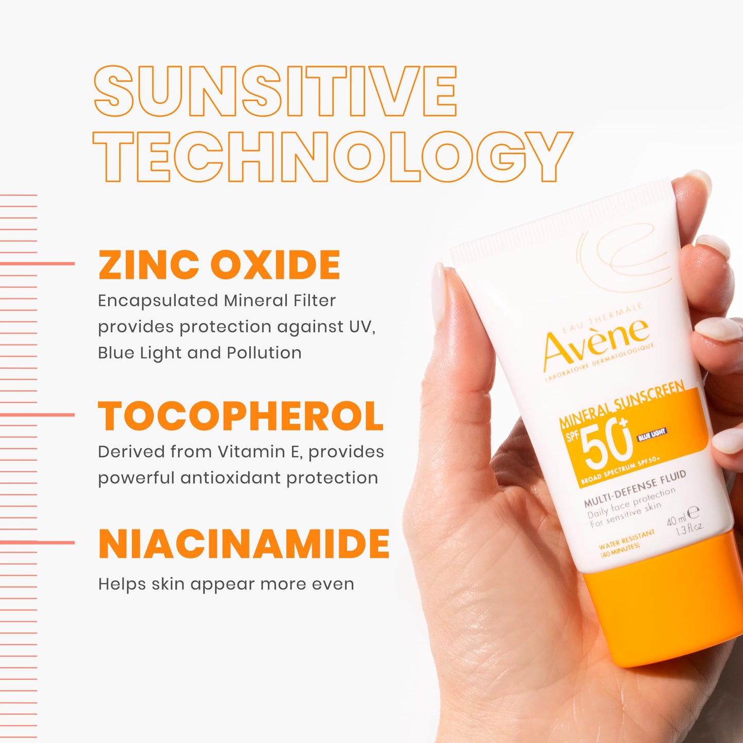 Avène Mineral Sunscreen Multi-Defense Fluid SPF 50+, Clean Formula Sunscreen for Sensitive Skin, Sheer, Water Resistant, Non-Whitening, Antioxidant Beauty & Personal Care Avène