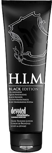 Devoted Creations H.I.M. Black Edition, Oil Absorbing Quick Penetrating Black Tan Lotion Bronzer, 8.5 oz. Beauty & Personal Care Devoted Creations