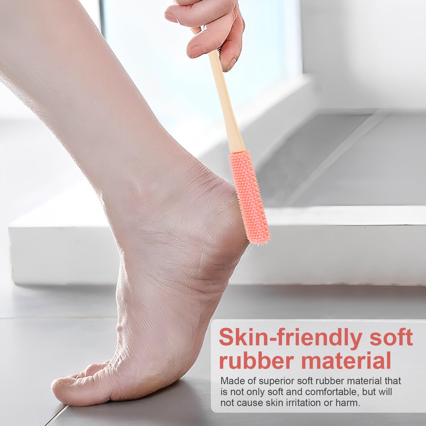 2 Pack Toe Cleaning Brush 15.7" Long Handle Soft Rubber Toe Scrubber Brush Portable Foot Brushes Feet Cleaner Scrub in Shower Foot Lotion Applicator Beauty and Personal Care KarHoeGern