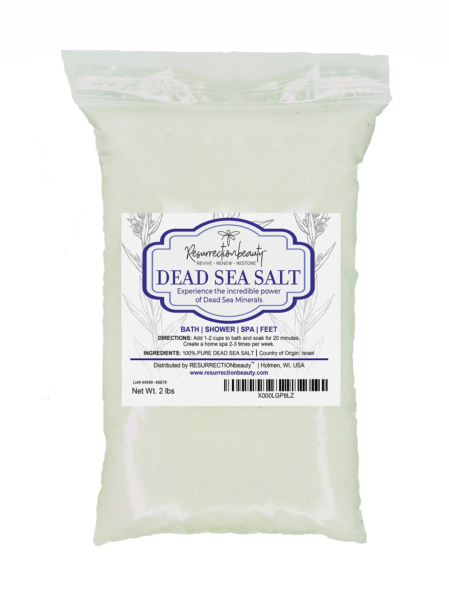 RESURRECTIONbeauty 100% Pure Dead Sea Salt, Bulk Bath Salts for Home Spa & Salt Scrub, Bath & Foot Soak, 2 lb Beauty and Personal Care RESURRECTIONbeauty