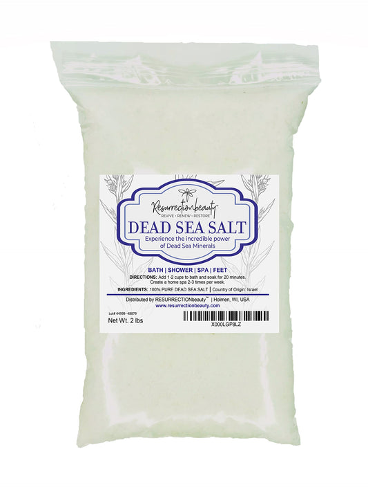 RESURRECTIONbeauty 100% Pure Dead Sea Salt, Bulk Bath Salts for Home Spa & Salt Scrub, Bath & Foot Soak, 2 lb Beauty and Personal Care RESURRECTIONbeauty