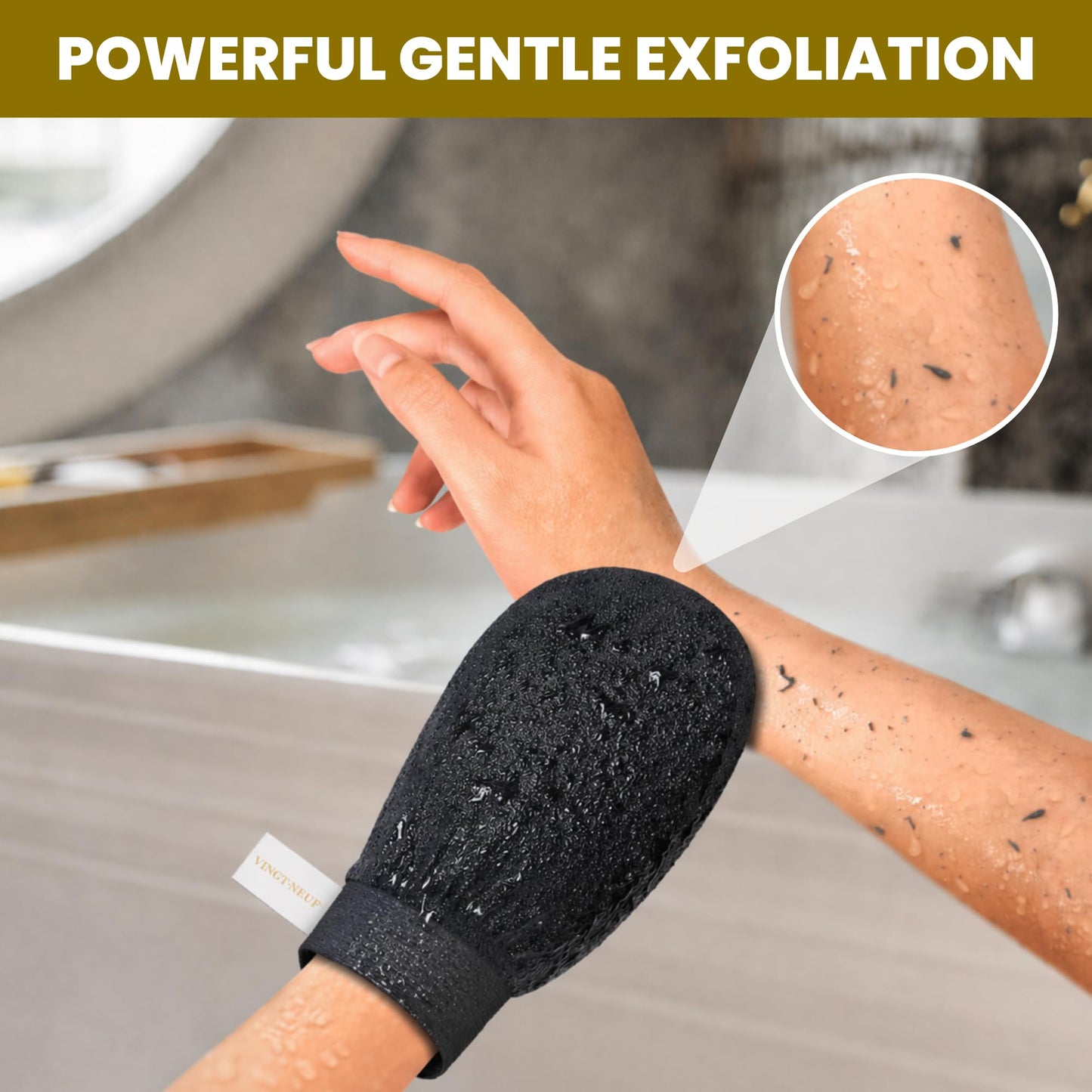 VINGT-NEUF Premium Exfoliating Gloves for Shower 1Pcs, 100% Viscose Deep Exfoliating Body Scrubber, Dead Skin Remover, Washcloth Body Exfoliator Beauty and Personal Care VINGT-NEUF