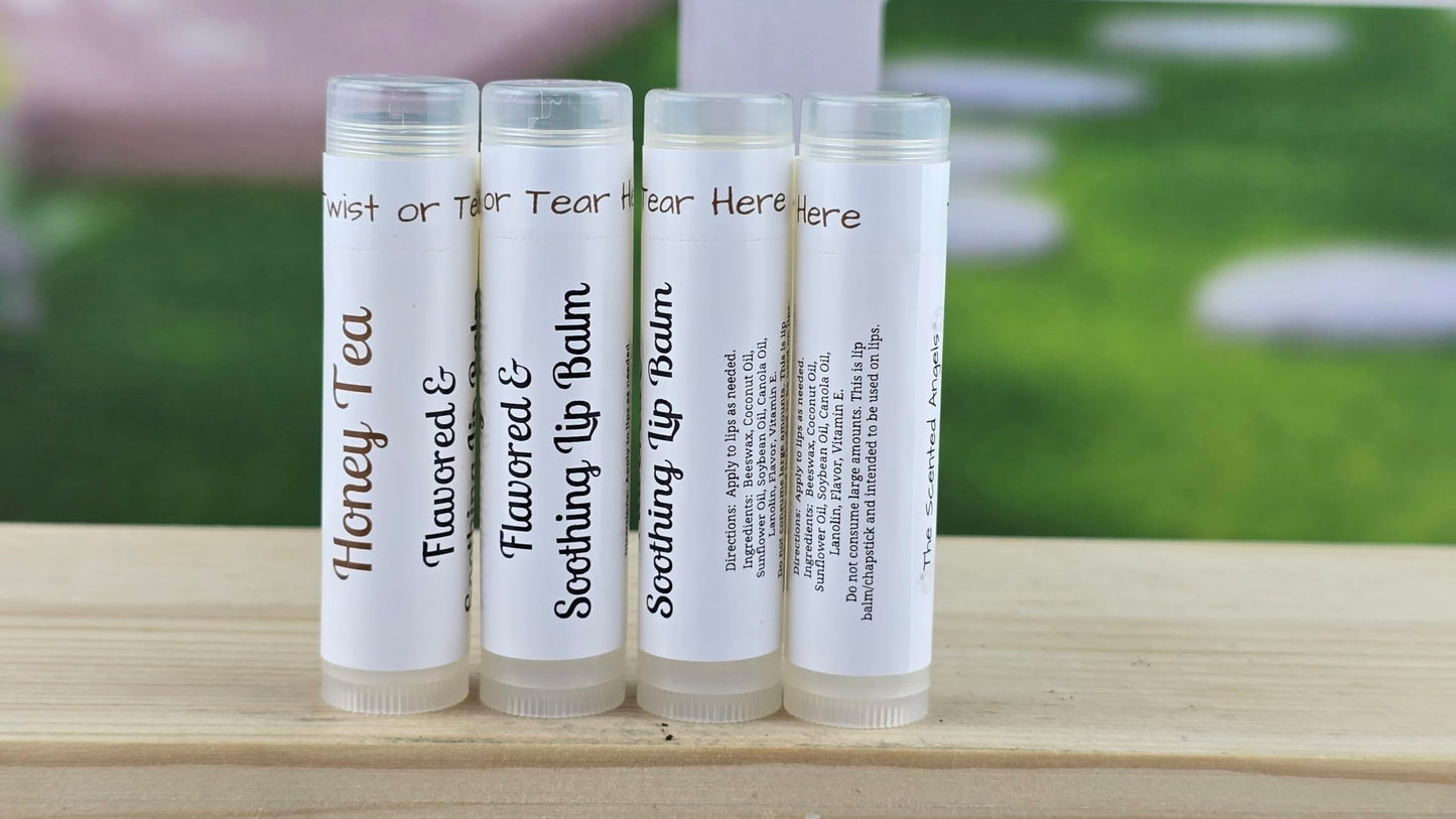 TSA Handmade Sweet Honey Tea Flavored Lip Balm with Beeswax, Vitamin E, Canola, Soybean, Coconut, Sunflower Oils for Women, Men, Teens, Tweens (4) Beauty and Personal Care The Scented Angels