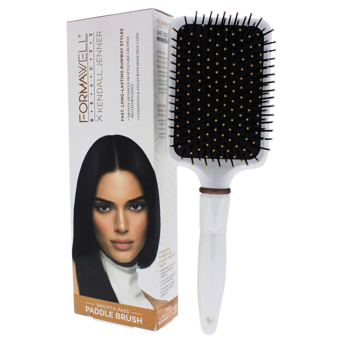 Formawell Beauty x Kendall Jenner Smooth Pass Paddle Hair Brush | Smoothes, Detangles & Styles | Copper-Tourmaline Infused Nylon Bristles Improve Hair