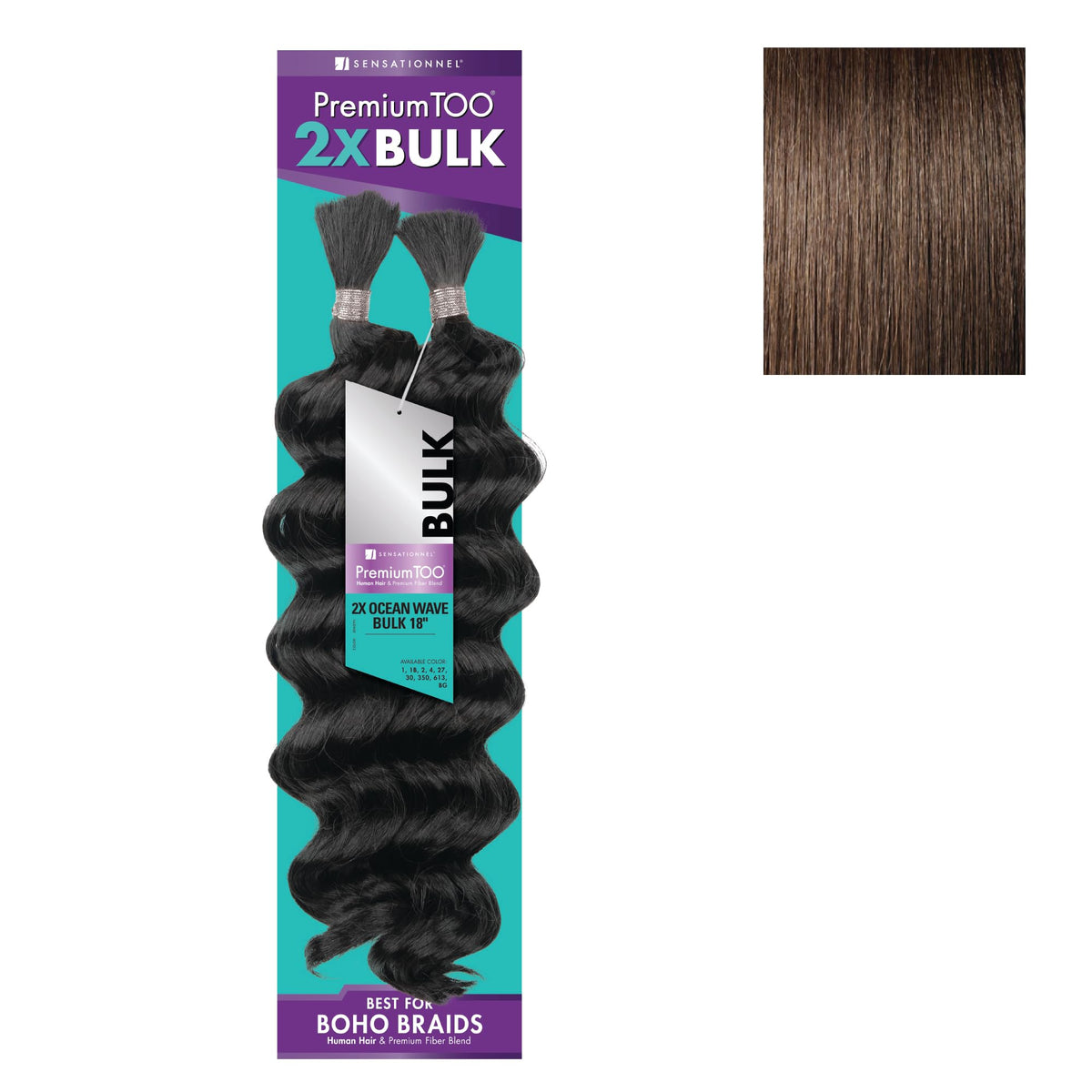 Sensationnel PremiumToo Bulk Weaving-2X Ocean Wave,1pk 18in, 4 MEDBROWN