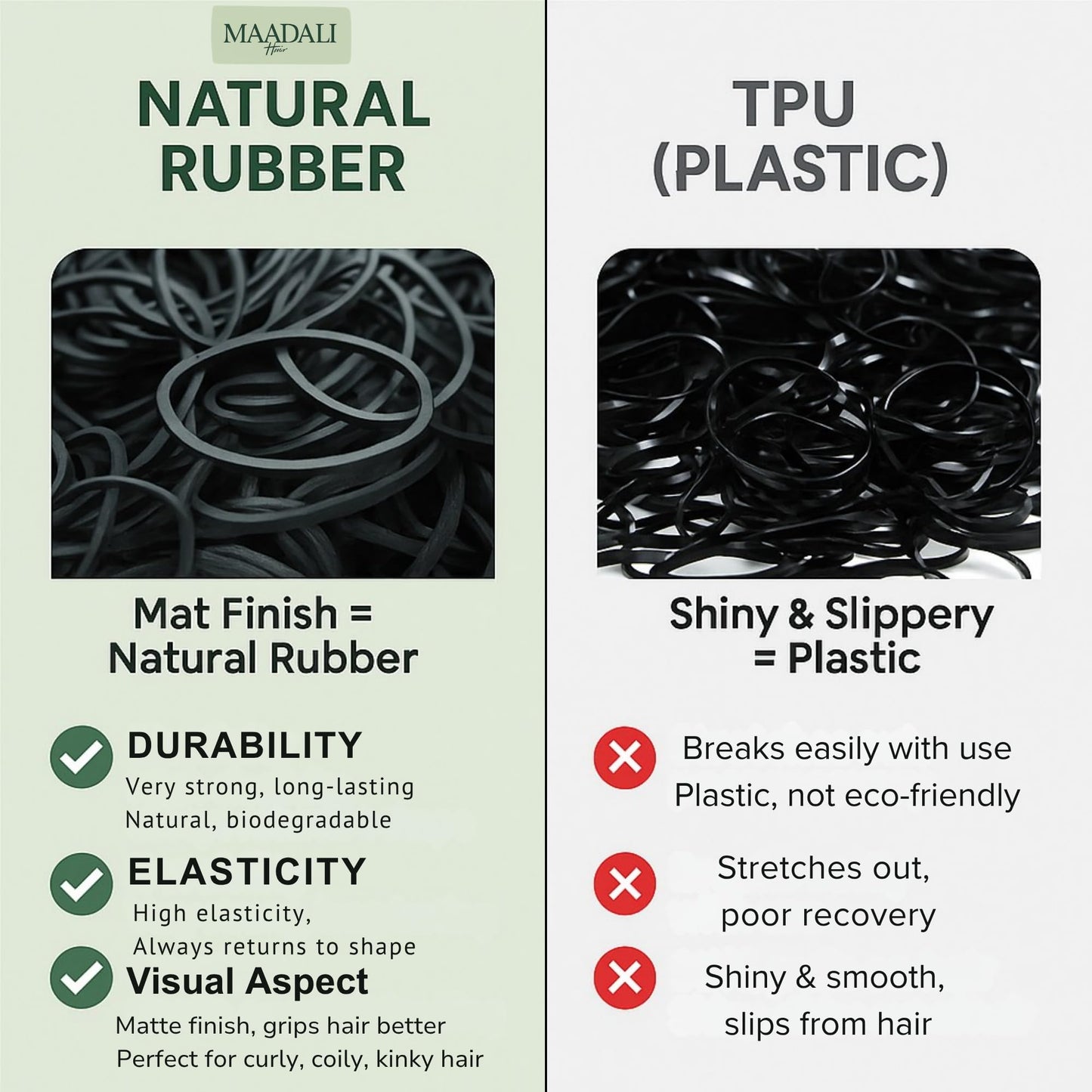 300 Black Hair Ties - Small Strong Rubber Bands for Thick, Curly & Afro Hair, Braids, Ponytails & Protective Styles - No Breakage Hair Elastics bands Beauty and Personal Care MAADALI