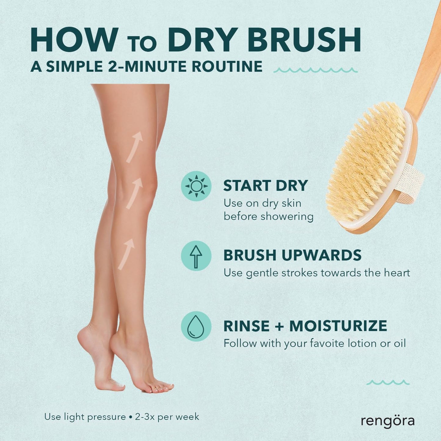 Dry Brushing Body Brush - Exfoliating Body Scrubber with Natural Boar Bristles, Detachable Ergonomic Long Handle - Great for Dry Skin Brushing Beauty and Personal Care rengöra