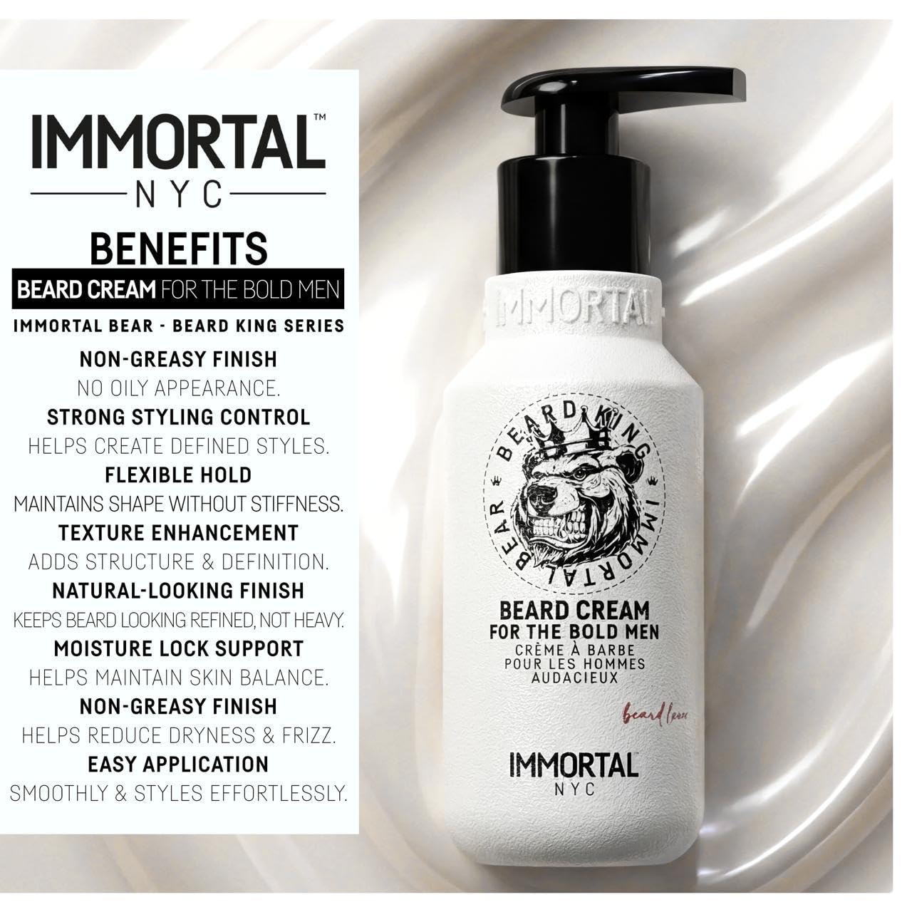 Immortal NYC Beard King Beard Cream, 6.8 oz/ 200 ml - Softening Care - Deep Hydration & Itch Relief - Non-Greasy & Smooth Finish Beauty and Personal Care Immortal NYC
