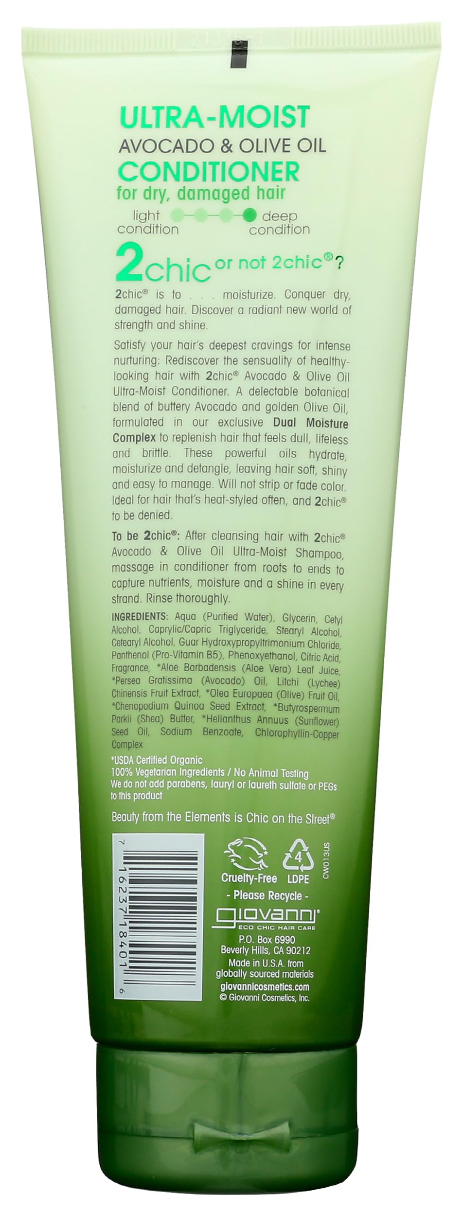GIOVANNI 2chic Ultra-Moist Conditioner, Avocado & Olive Oil, 8.5 fl oz