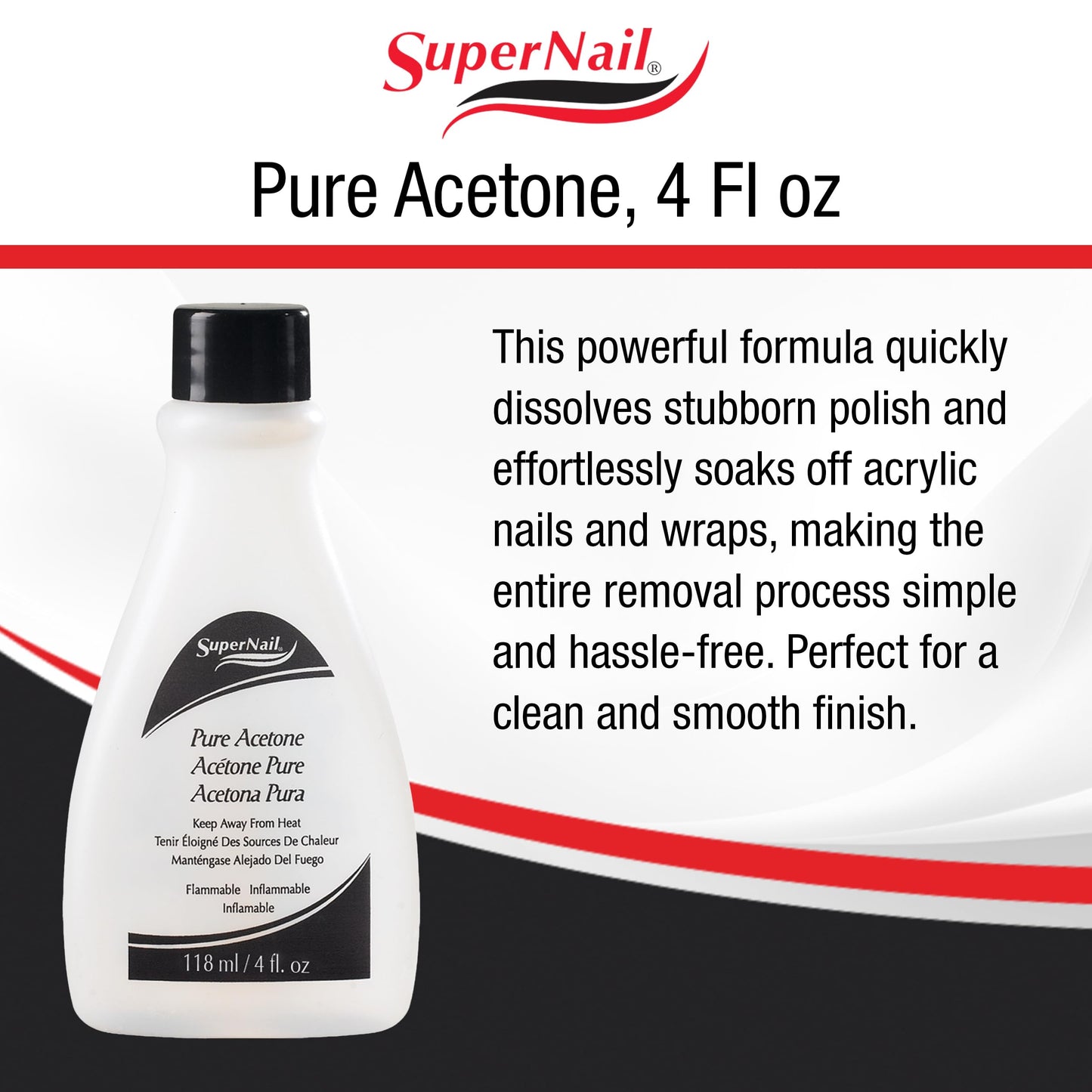 SuperNail Pure Acetone Nail Polish Remover - Fast-Acting Gel Polish Remover for Nails, Acrylic & Dip Powder Nails, 4 fl oz Beauty & Personal Care SuperNail