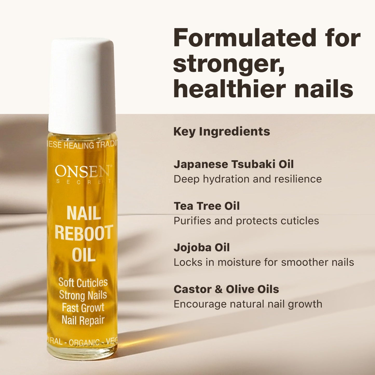 Onsen Secret Nail & Cuticle Repair Oil (10ml) - Dry Oil Formula - Japanese Tsubaki, Tea Tree & Jojoba - Strengthens Nails, Repairs Cuticles, Hydrates Beauty & Personal Care Onsen Secret
