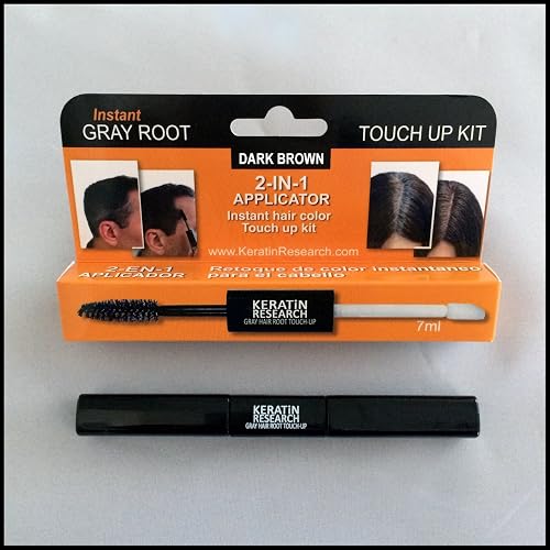 Gray Away Instant Hair Root Touch up and Concealer 7ml Dual Brush DARK BROWN Color Beauty & Personal Care KERATIN RESEARCH