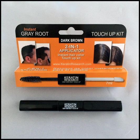 Gray Away Instant Hair Root Touch up and Concealer 7ml Dual Brush DARK BROWN Color Beauty & Personal Care KERATIN RESEARCH