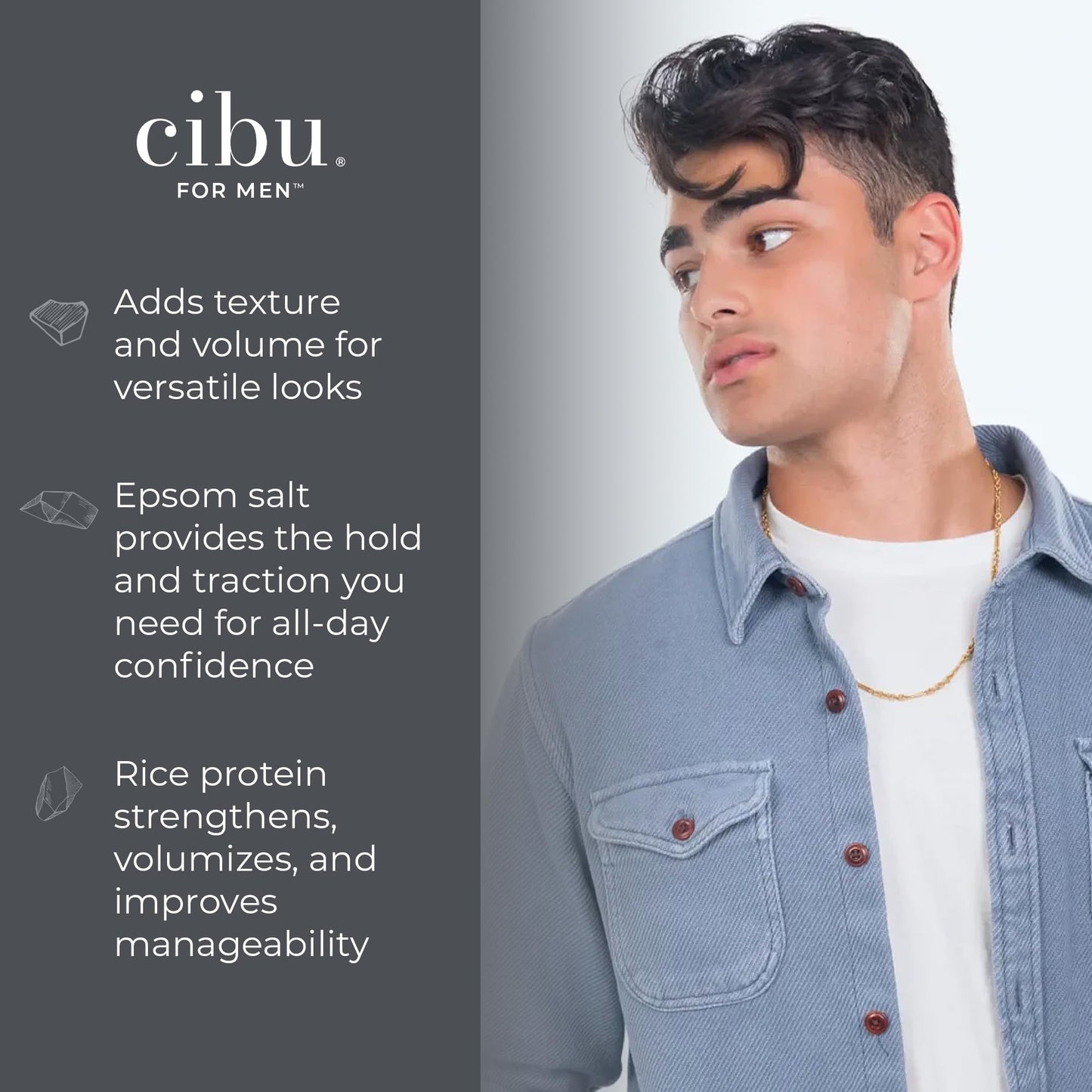 CIBU for Men Texture Grip Foam 6oz - Hair Styling Foam for Long Lasting Hold, Texture, and Volume While Keeping a Healthy Hair - Ideal for Messy Beauty & Personal Care CIBU