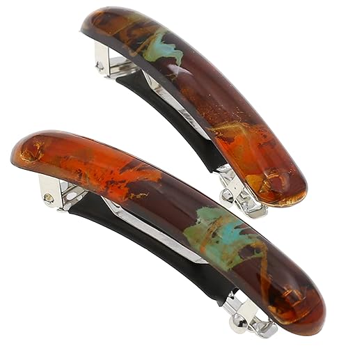 Camila Paris CP3328 French Hair Barrette Clip for Girls, Orange Small Set of 2 Strong Hold Grip Hair Clips for Women, No Slip Rubberized Automatic Beauty & Personal Care Camila
