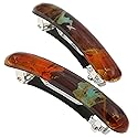 Camila Paris CP3328 French Hair Barrette Clip for Girls, Orange Small Set of 2 Strong Hold Grip Hair Clips for Women, No Slip Rubberized Automatic Beauty & Personal Care Camila